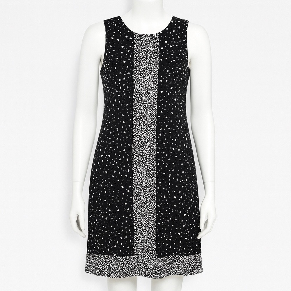 Michael Kors Dress Womens Small Black White Sleeveless Sheath Midi Work